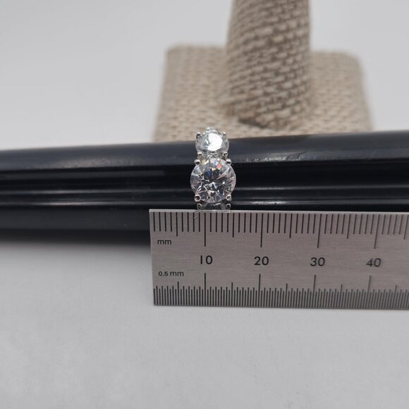 Size 6.25 Sterling Silver Bright Cubic Zirconia Gems Ring A3076 - Picture 8 of 9